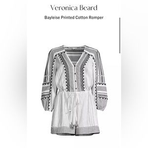 Veronica Beard Bayleise Printed Cotton Romper. Small